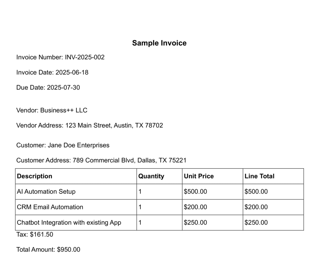 sample of invoice